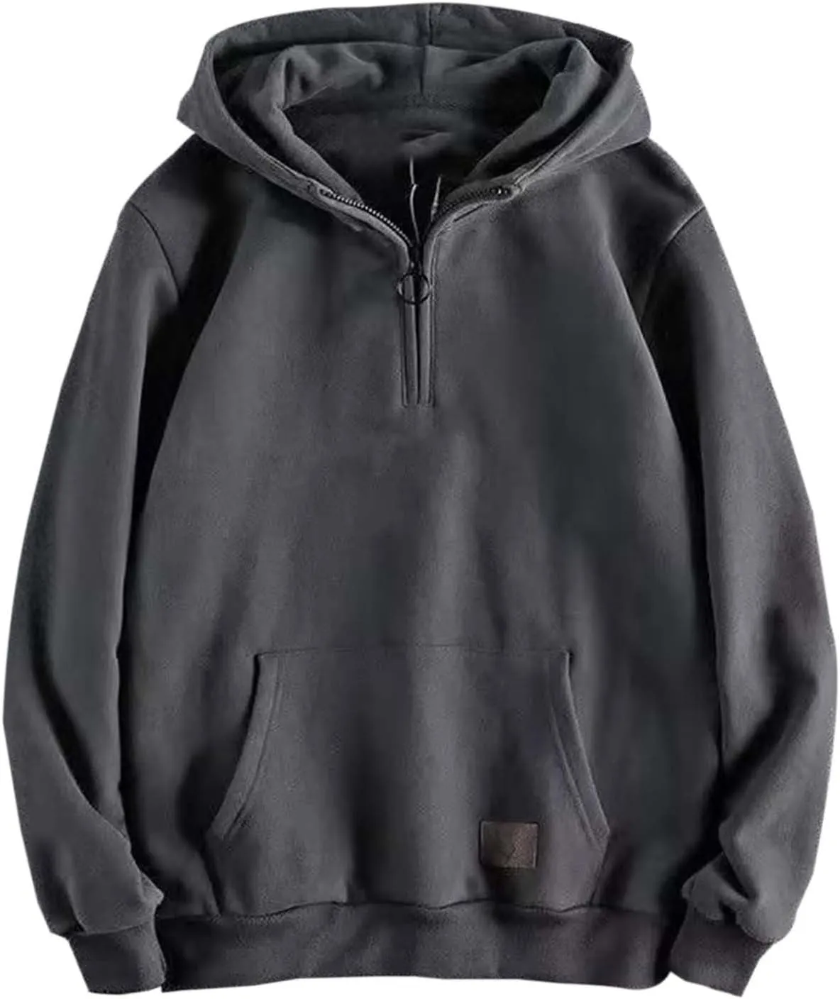 Men's Half-Zip Hoodies Sweatshirts Casual Long Sleeve Jackets Solid Color Pullover Tops Pockets Winter Outfit Clothes