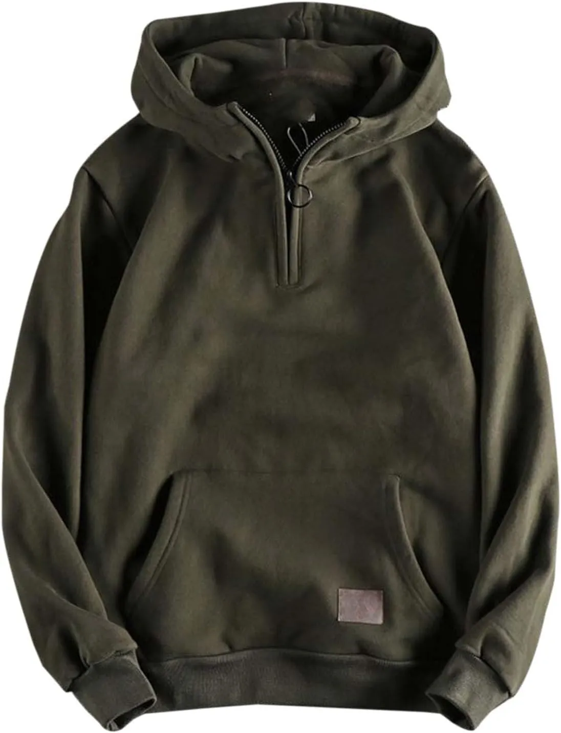 Men's Half-Zip Hoodies Sweatshirts Casual Long Sleeve Jackets Solid Color Pullover Tops Pockets Winter Outfit Clothes