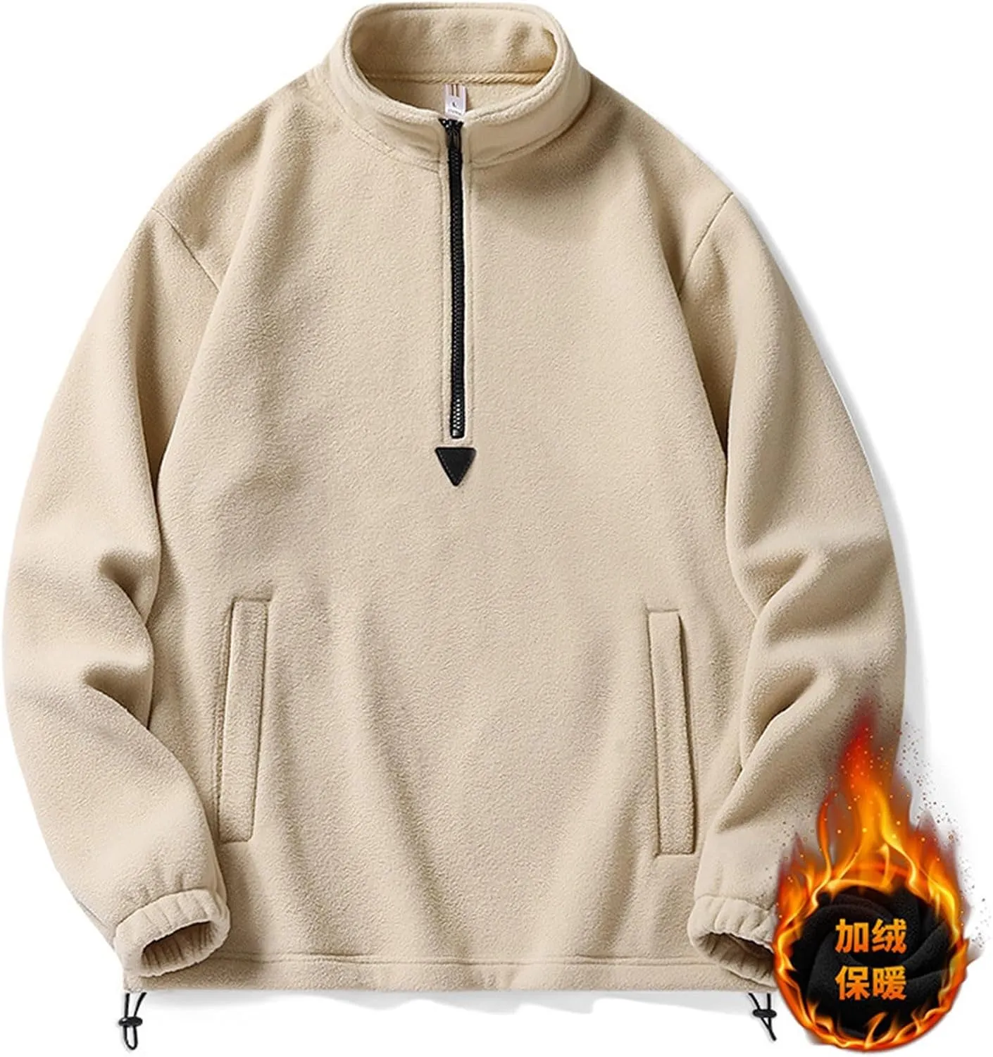 Mens Half Zip Sweatshirts Casual Fuzzy Long Sleeve Jackets Pullover Tops Solid Color Pockets Winter Outfits Clothes