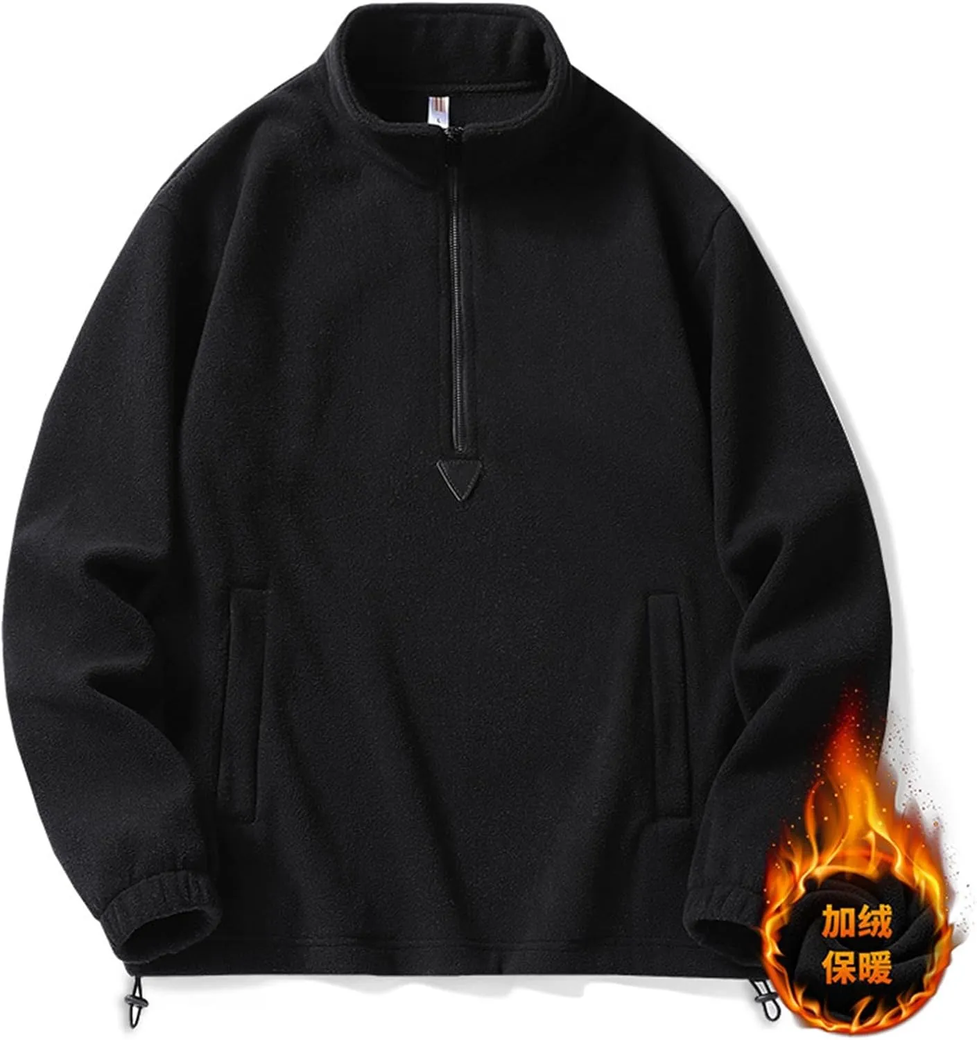 Mens Half Zip Sweatshirts Casual Fuzzy Long Sleeve Jackets Pullover Tops Solid Color Pockets Winter Outfits Clothes