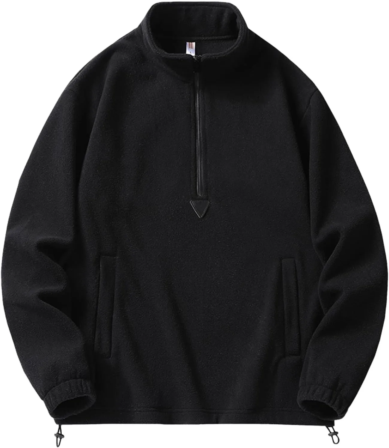 Mens Half Zip Sweatshirts Casual Fuzzy Long Sleeve Jackets Pullover Tops Solid Color Pockets Winter Outfits Clothes