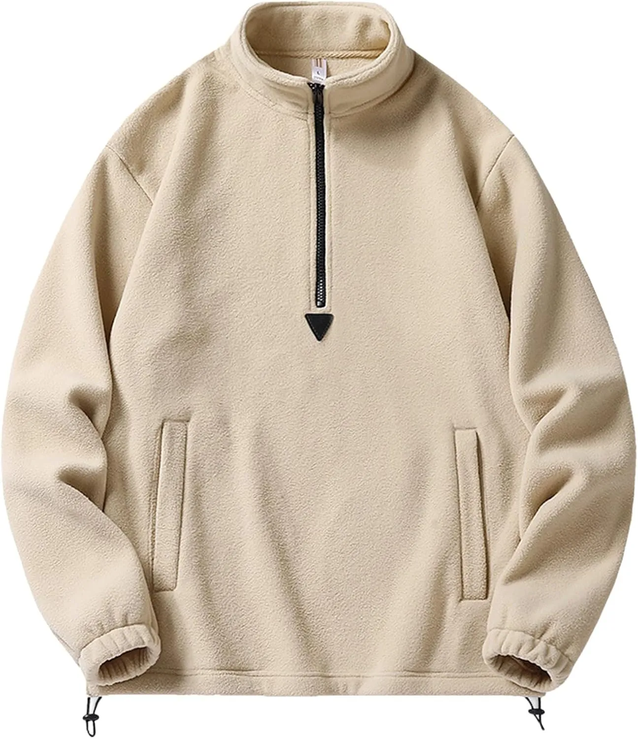 Mens Half Zip Sweatshirts Casual Fuzzy Long Sleeve Jackets Pullover Tops Solid Color Pockets Winter Outfits Clothes