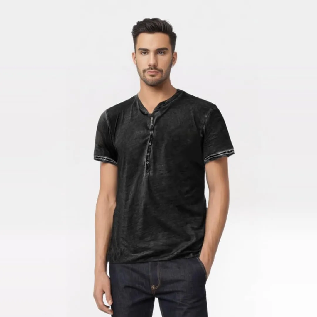Mens Henley Shirts Retro Short Sleeve Tee V Neck Shirts Casual Button Down Washed T-Shirts for Men S~2XL