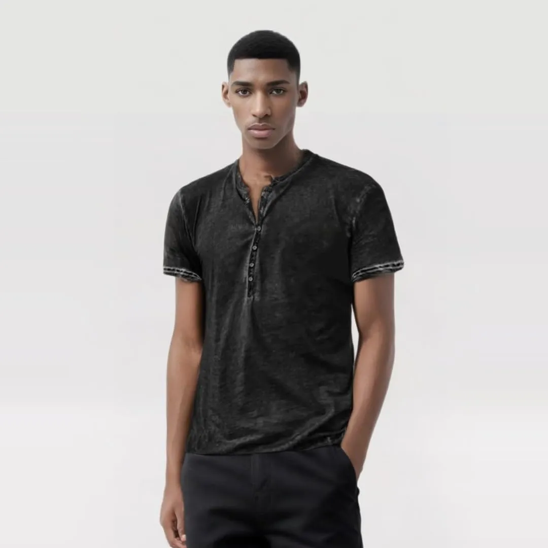 Mens Henley Shirts Retro Short Sleeve Tee V Neck Shirts Casual Button Down Washed T-Shirts for Men S~2XL