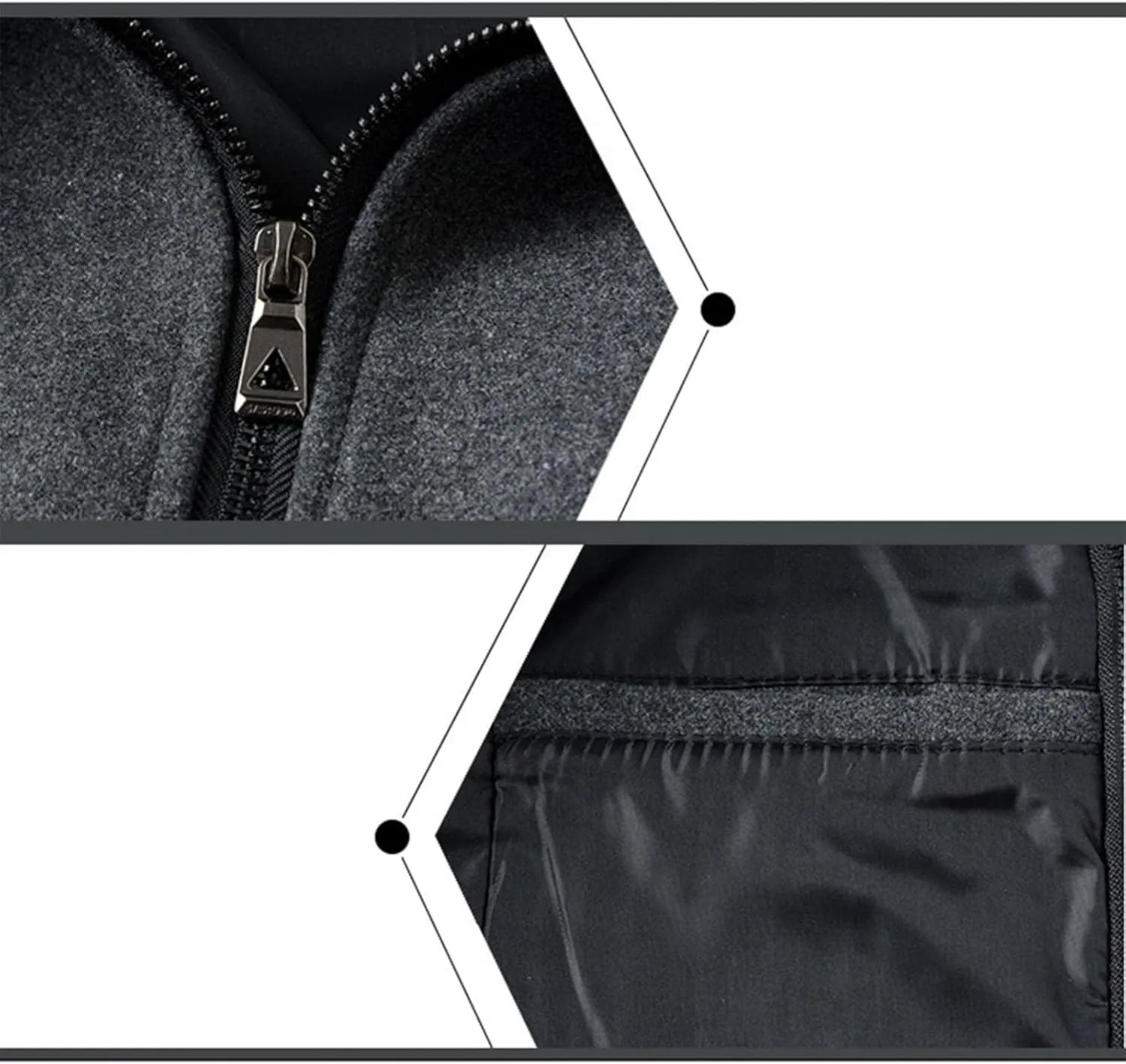 Mens Mid Length Pea Coat Thermal Single Breasted Wool Blend Coat Business Overcoat Zip Up with Zipper Flap Pockets
