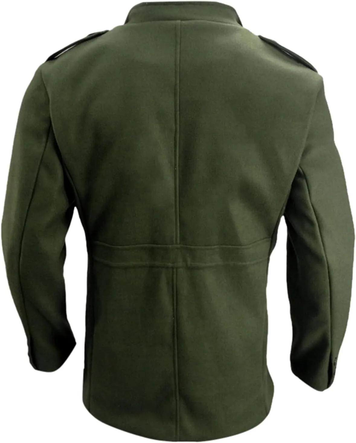 Mens Single Breasted Trench Coat Winter Wool Blend Pea Coat Warm Stand Collar Work Business Jacket Outerwear