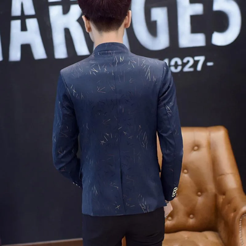 Men's Slim Fit Blazer With Chinese Collar | Plus Size