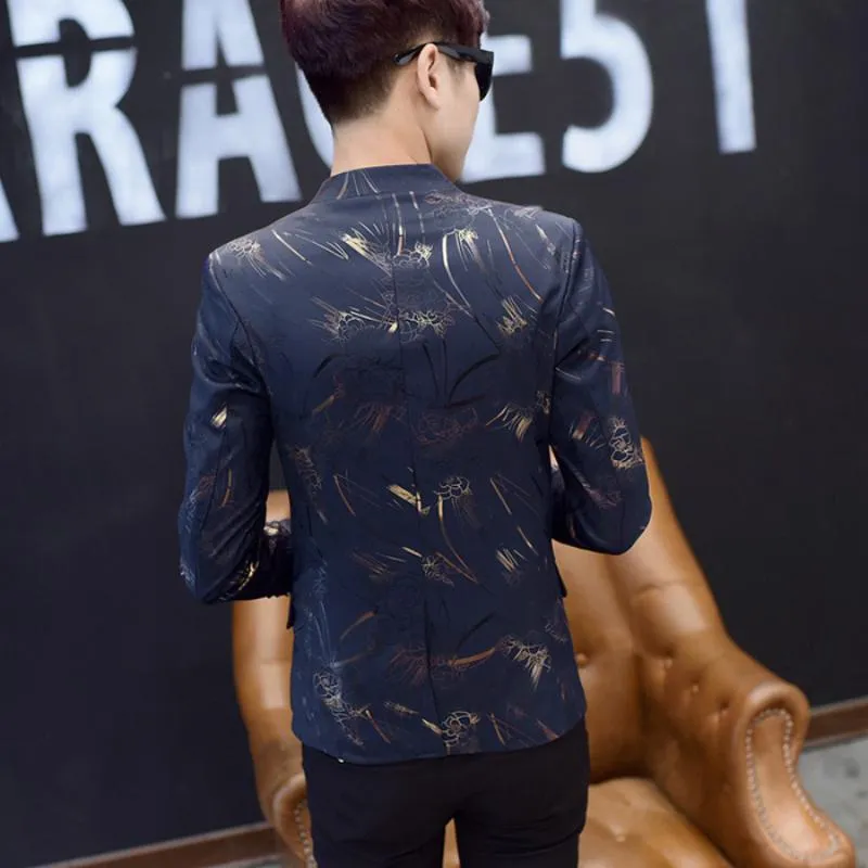 Men's Slim Fit Blazer With Chinese Collar | Plus Size