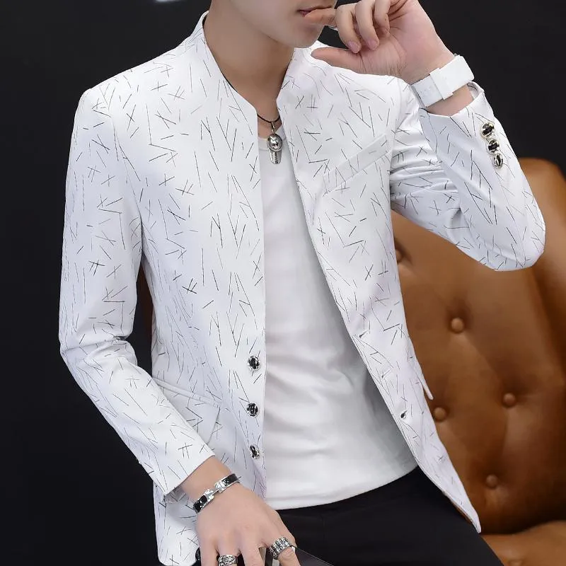 Men's Slim Fit Blazer With Chinese Collar | Plus Size
