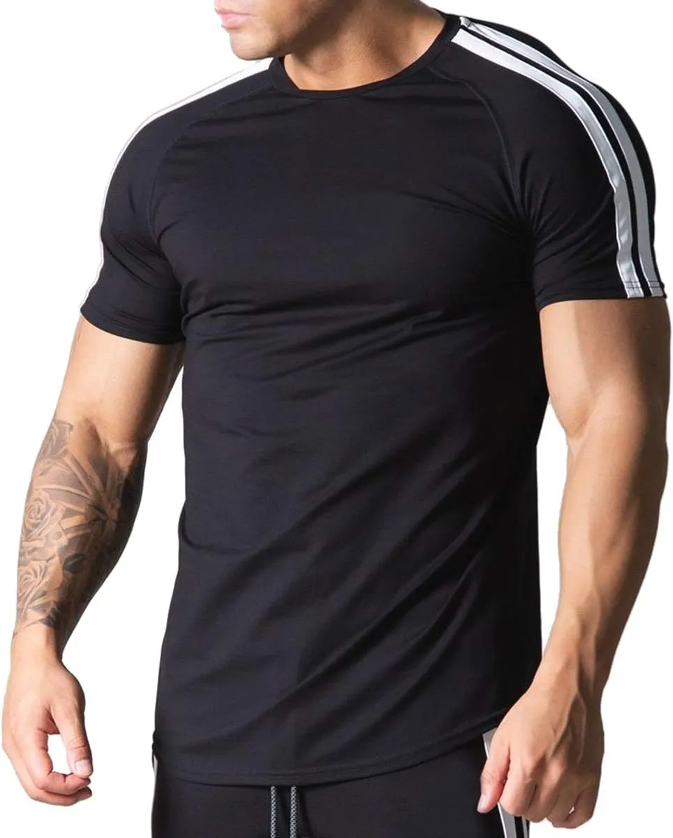 Mens Slim Fit Short Sleeve Workout T-Shirts Casual Gym Tops Hipster Athletic T-Shirts Jogging Shirts for Men T40