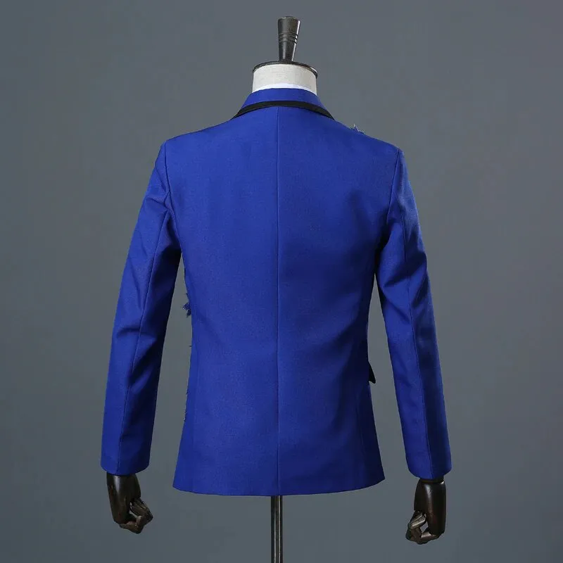Men's Spring/Autumn Double-Side Blazer With 3D Floral Embroidery