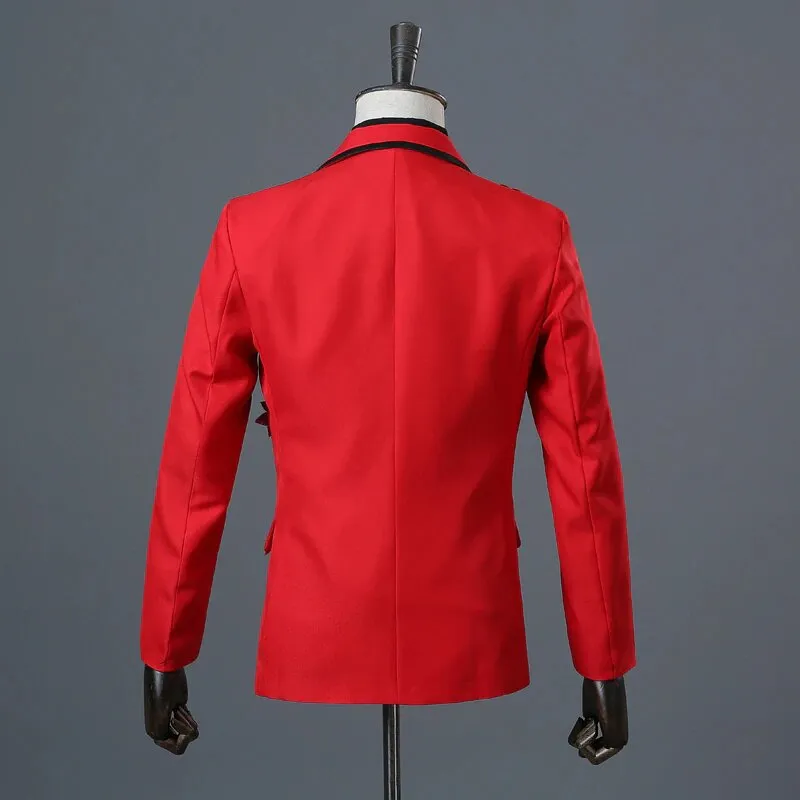Men's Spring/Autumn Double-Side Blazer With 3D Floral Embroidery