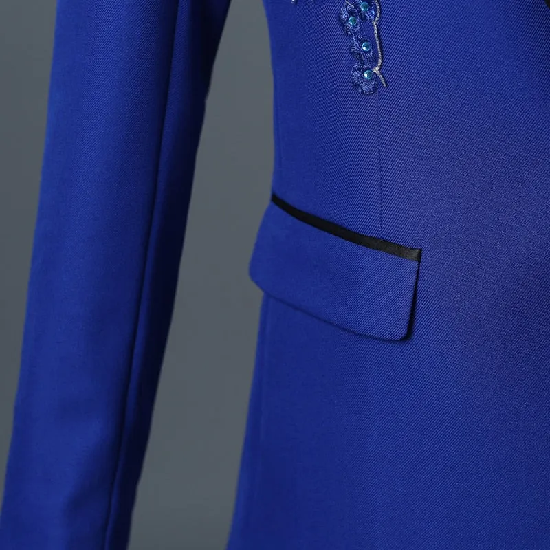 Men's Spring/Autumn Double-Side Blazer With 3D Floral Embroidery