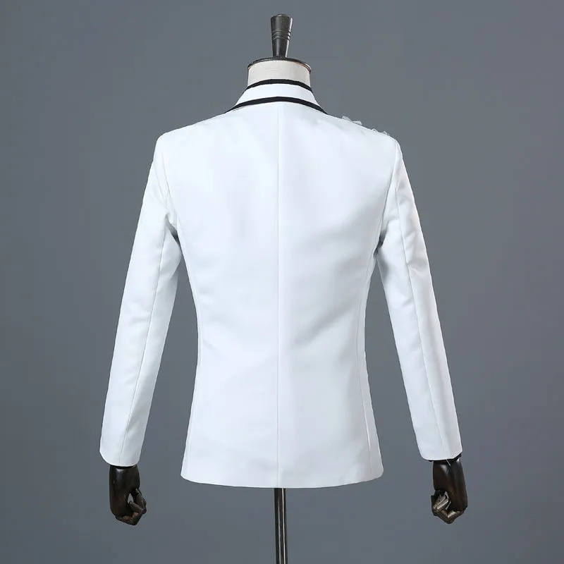 Men's Spring/Autumn Double-Side Blazer With 3D Floral Embroidery