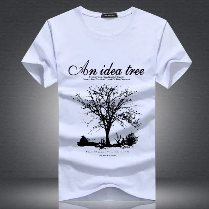 Men's Summer O-Neck Short-Sleeved T-Shirt With "An Idea Tree" Printing