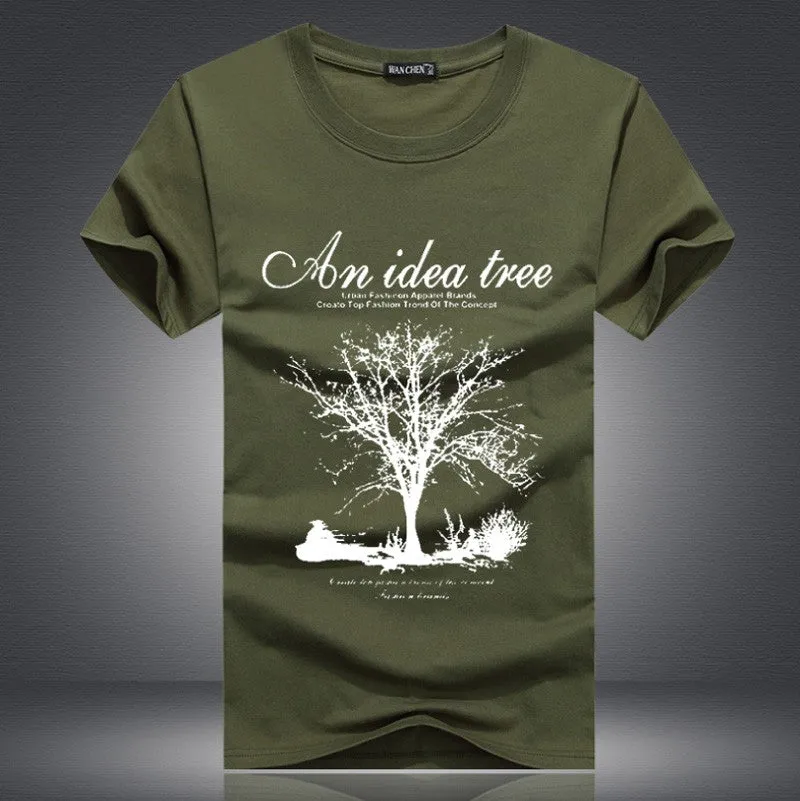Men's Summer O-Neck Short-Sleeved T-Shirt With "An Idea Tree" Printing