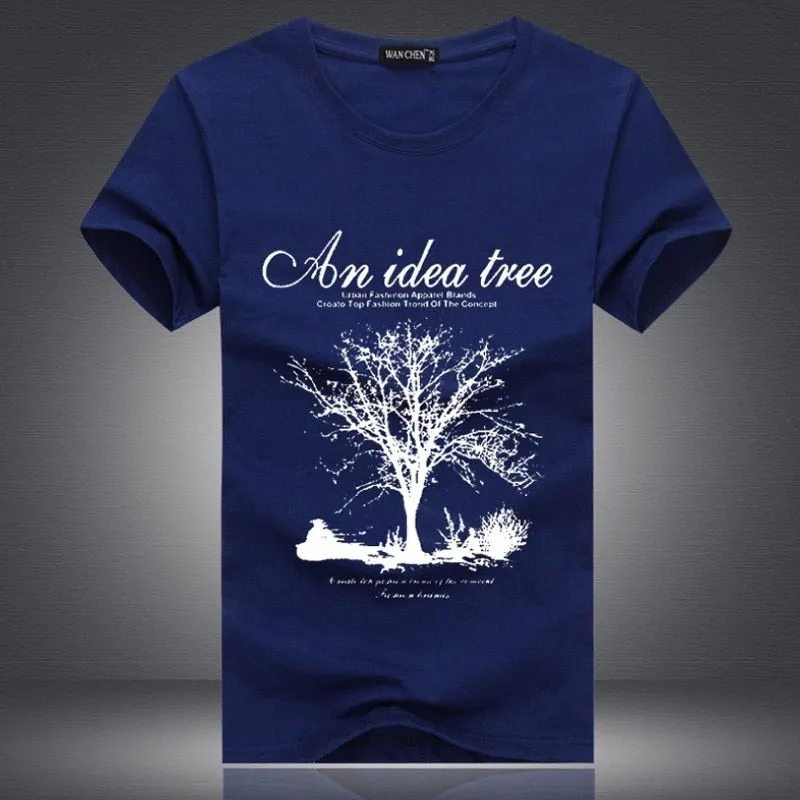 Men's Summer O-Neck Short-Sleeved T-Shirt With "An Idea Tree" Printing