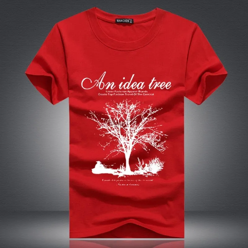 Men's Summer O-Neck Short-Sleeved T-Shirt With "An Idea Tree" Printing