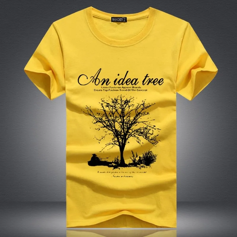 Men's Summer O-Neck Short-Sleeved T-Shirt With "An Idea Tree" Printing
