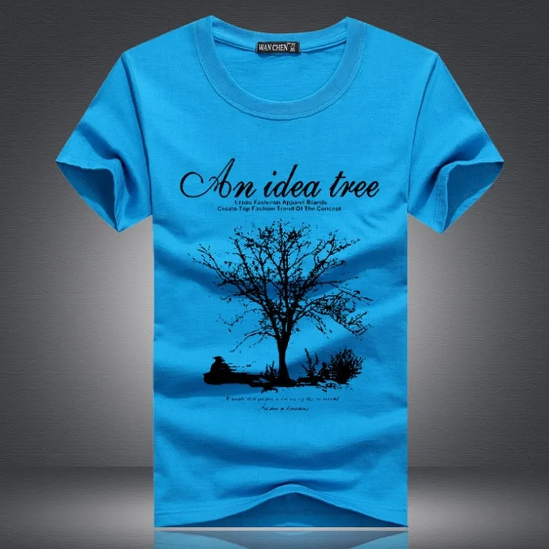 Men's Summer O-Neck Short-Sleeved T-Shirt With "An Idea Tree" Printing
