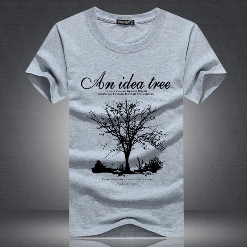 Men's Summer O-Neck Short-Sleeved T-Shirt With "An Idea Tree" Printing