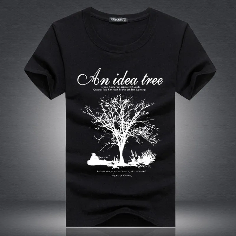 Men's Summer O-Neck Short-Sleeved T-Shirt With "An Idea Tree" Printing