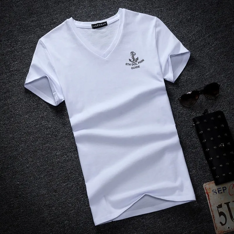 Men's Summer V-Neck Short-Sleeved Slim Fit T-Shirt