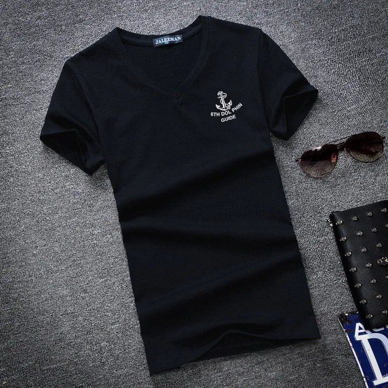 Men's Summer V-Neck Short-Sleeved Slim Fit T-Shirt