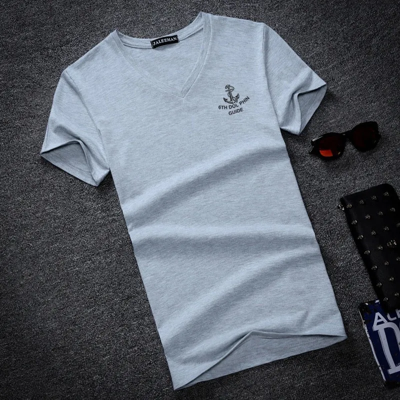 Men's Summer V-Neck Short-Sleeved Slim Fit T-Shirt