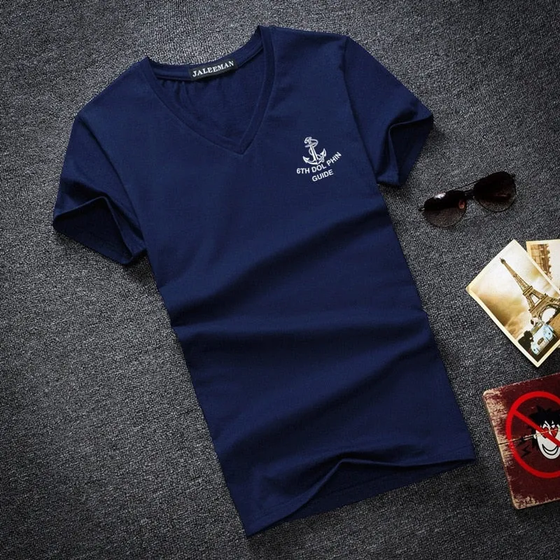 Men's Summer V-Neck Short-Sleeved Slim Fit T-Shirt
