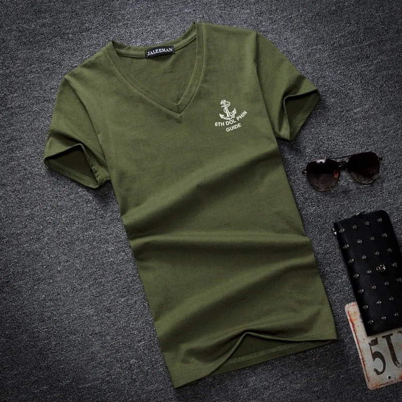Men's Summer V-Neck Short-Sleeved Slim Fit T-Shirt
