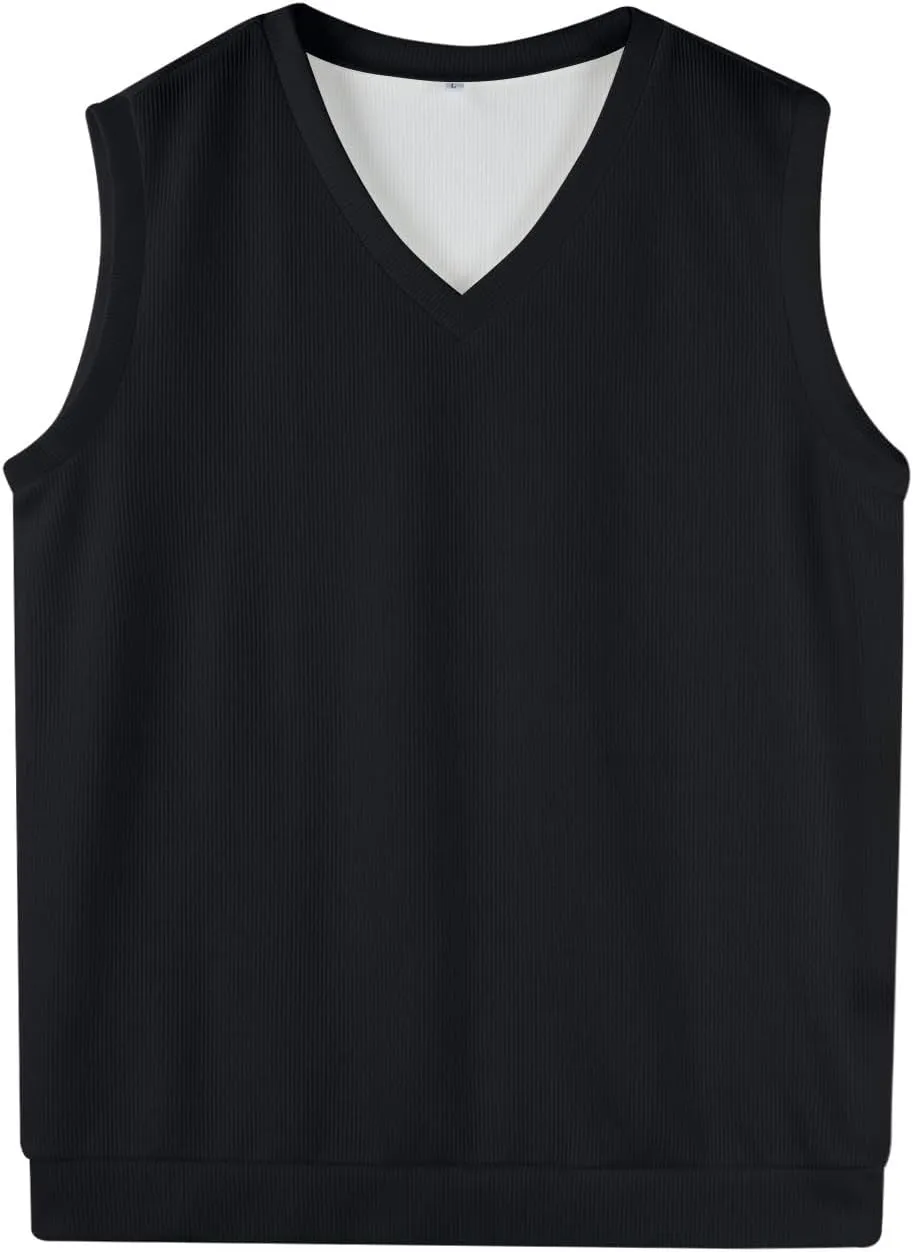 Men's Vest V Neck Knitted Tops 2025 Lightweight Relaxed Fit Sleeveless Pullover Business Work Solid Vest Sweater