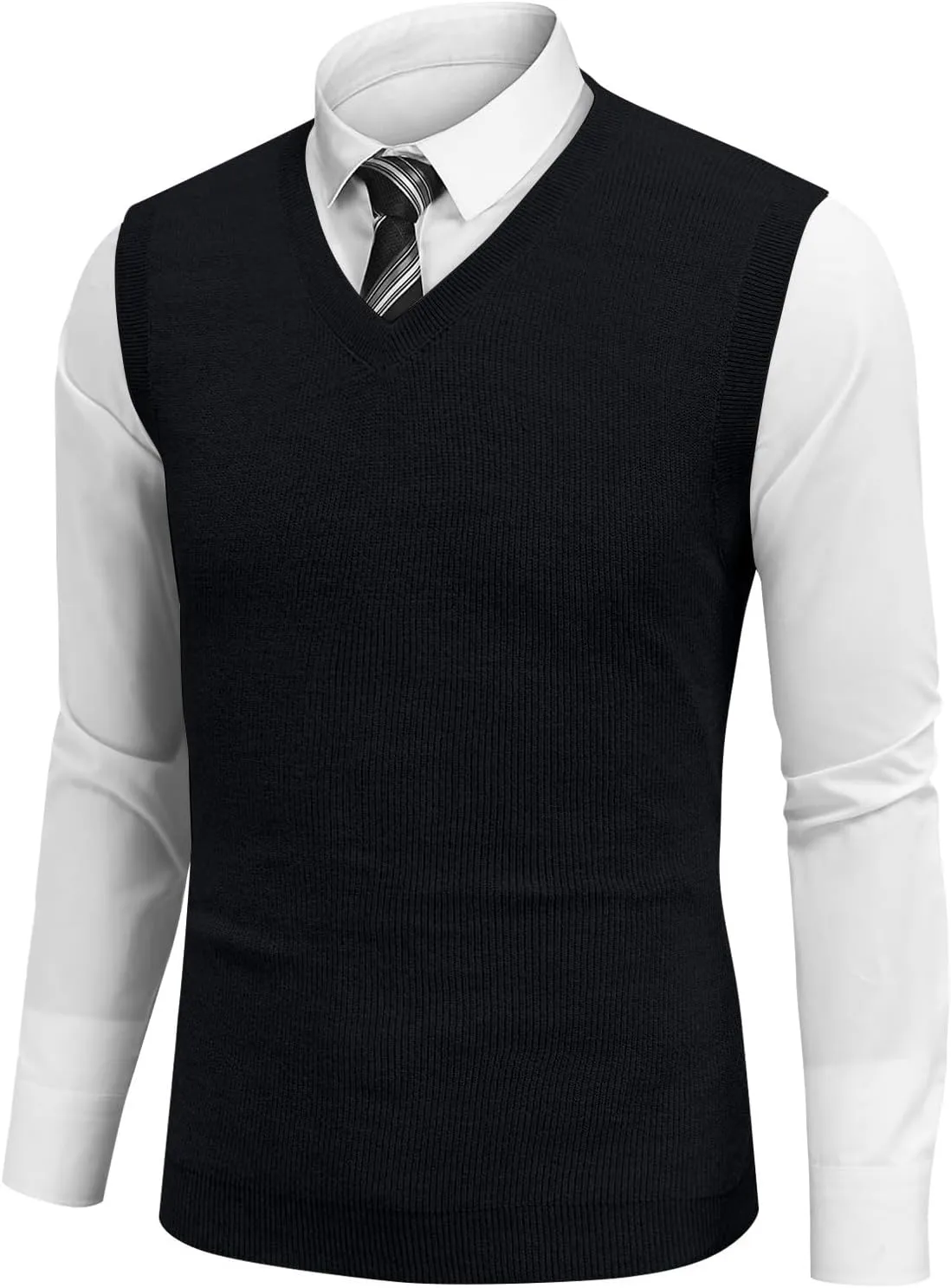 Men's Vest V Neck Knitted Tops 2025 Lightweight Relaxed Fit Sleeveless Pullover Business Work Solid Vest Sweater