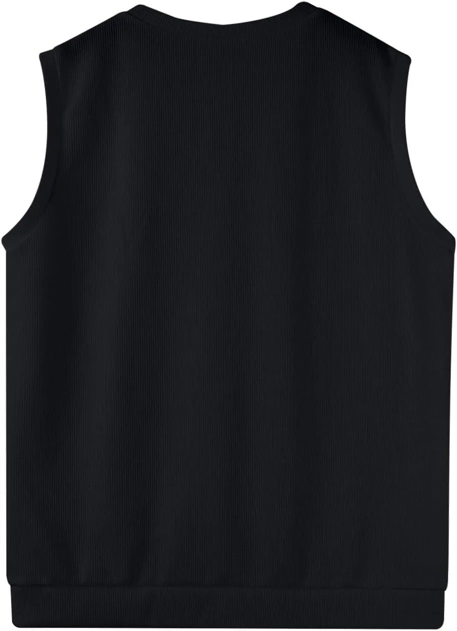 Men's Vest V Neck Knitted Tops 2025 Lightweight Relaxed Fit Sleeveless Pullover Business Work Solid Vest Sweater