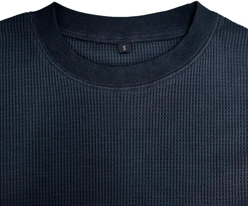 Mens Waffle T Shirt Long Sleeve Basic Shirts Casual Crew Neck Relaxed Fit T-Shirts Lightweight Comfy Tops Soft Tees