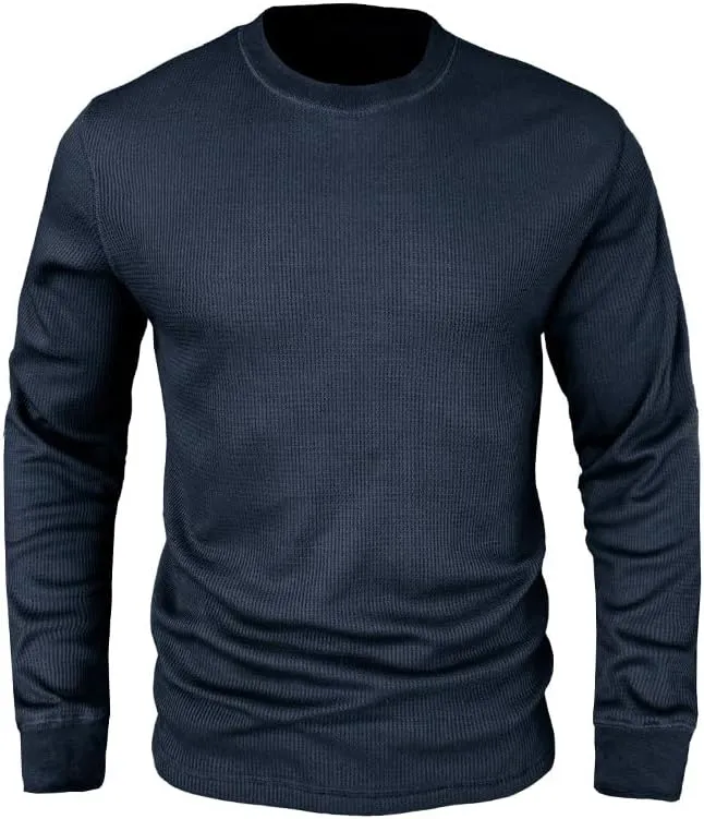 Mens Waffle T Shirt Long Sleeve Basic Shirts Casual Crew Neck Relaxed Fit T-Shirts Lightweight Comfy Tops Soft Tees