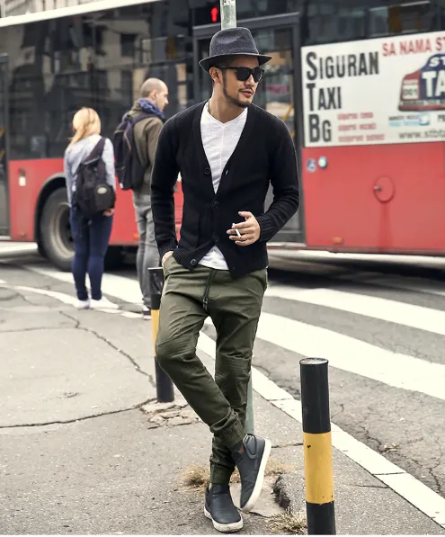 Men's Winter Elastic Cotton Trousers