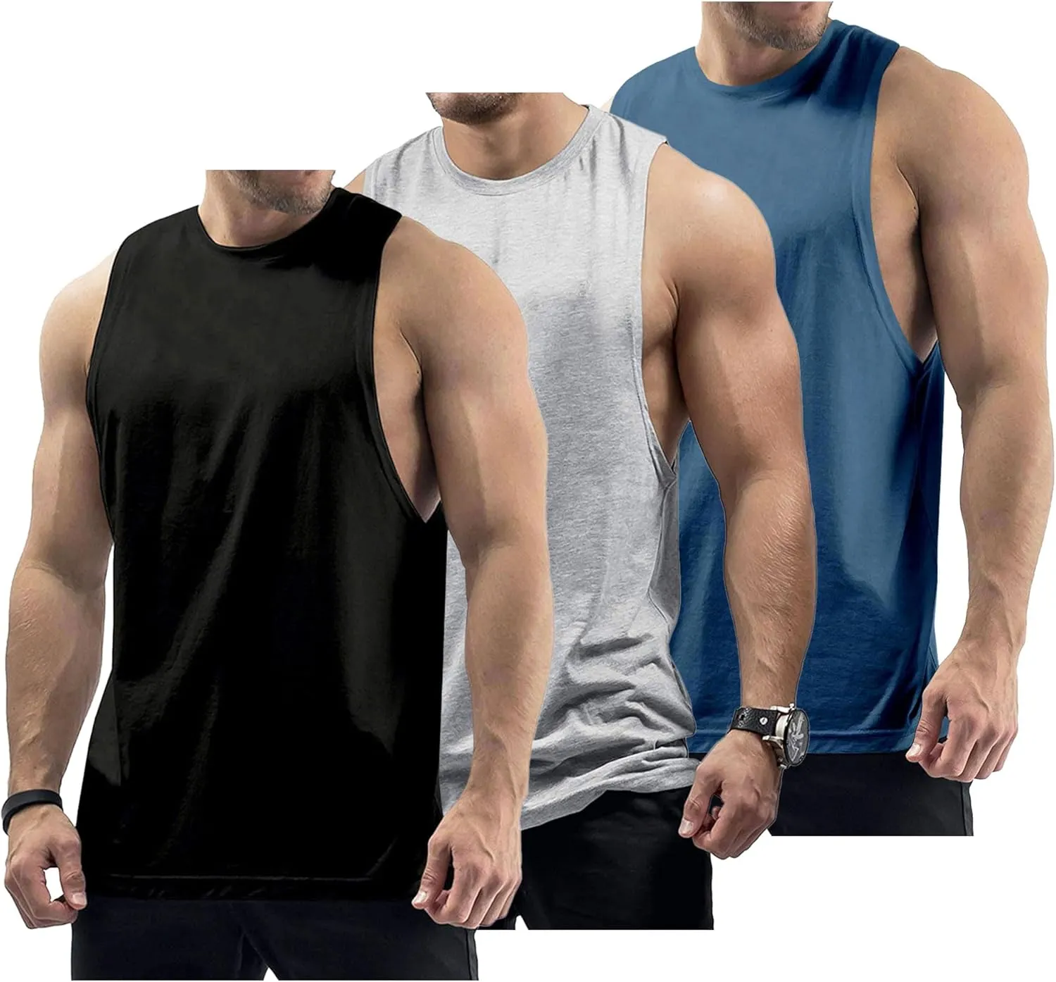 Men's Workout Tank Tops Cotton Gym Muscle Sleeveless T-Shirts Bodybuilding Fitness Athletic Tank Tops
