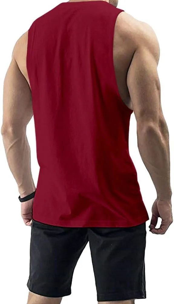 Men's Workout Tank Tops Cotton Gym Muscle Sleeveless T-Shirts Bodybuilding Fitness Athletic Tank Tops