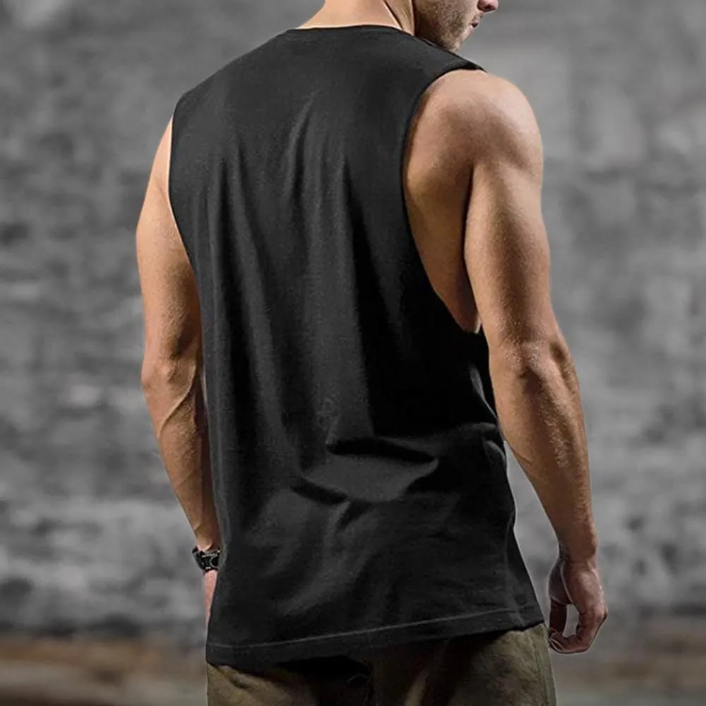 Men's Workout Tank Tops Cotton Gym Muscle Sleeveless T-Shirts Bodybuilding Fitness Athletic Tank Tops