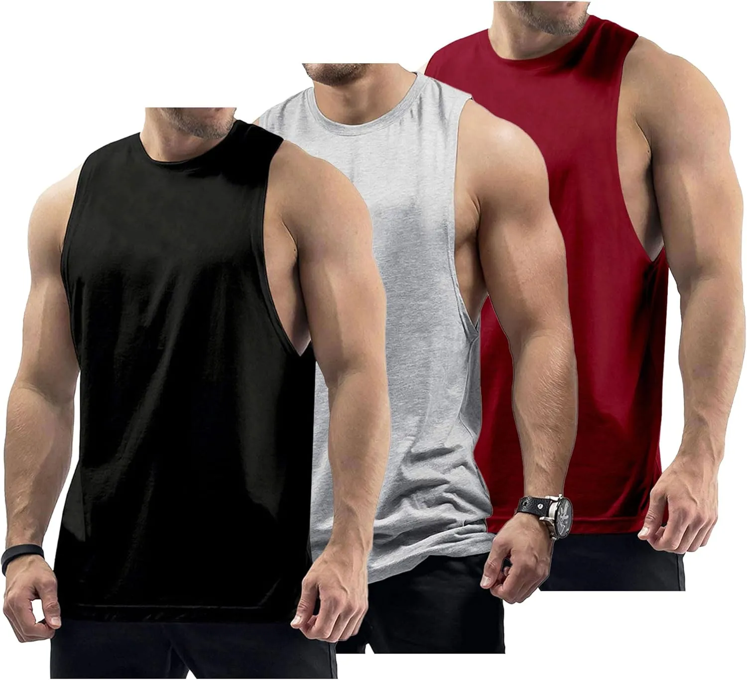 Men's Workout Tank Tops Cotton Gym Muscle Sleeveless T-Shirts Bodybuilding Fitness Athletic Tank Tops