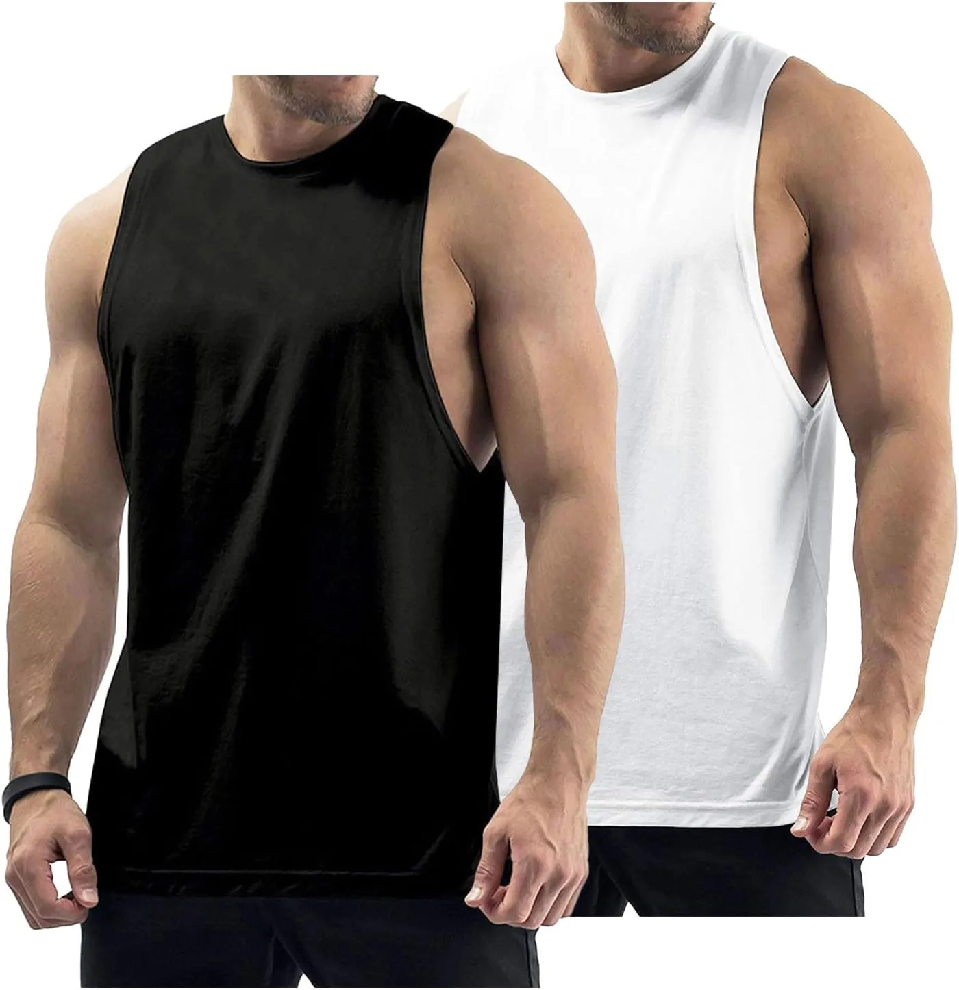Men's Workout Tank Tops Cotton Gym Muscle Sleeveless T-Shirts Bodybuilding Fitness Athletic Tank Tops