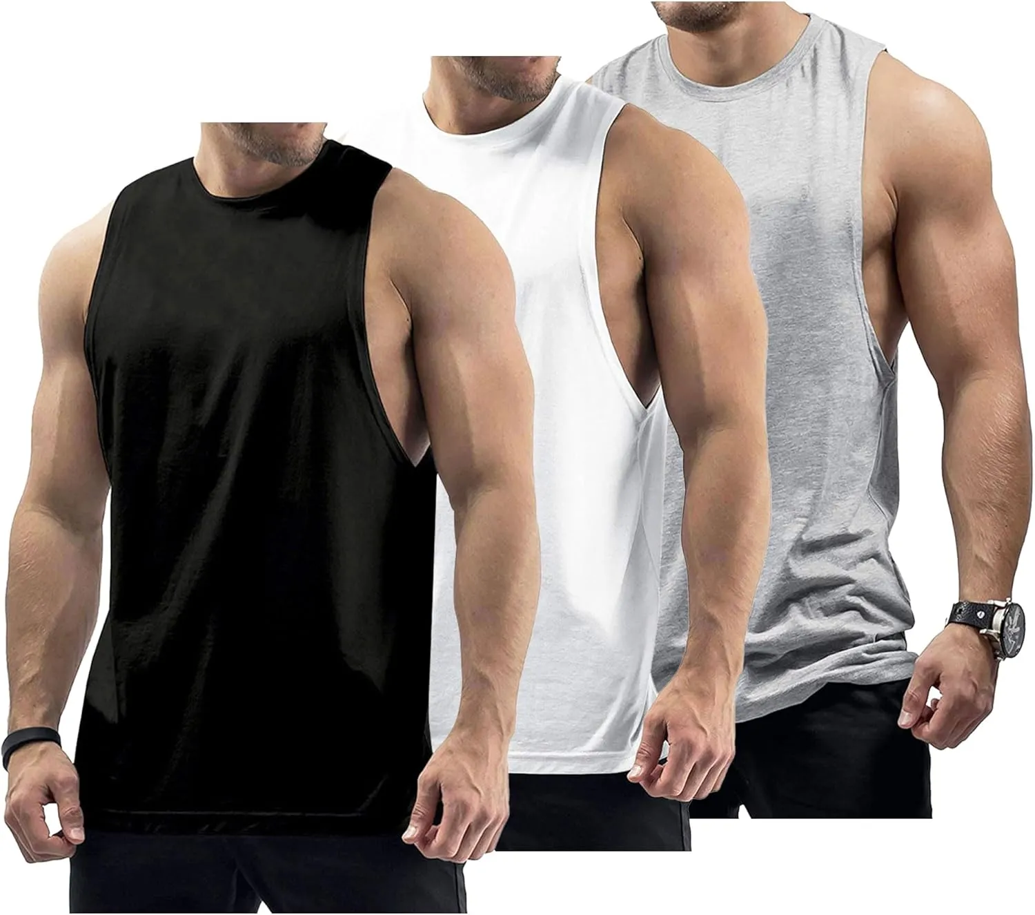 Men's Workout Tank Tops Cotton Gym Muscle Sleeveless T-Shirts Bodybuilding Fitness Athletic Tank Tops