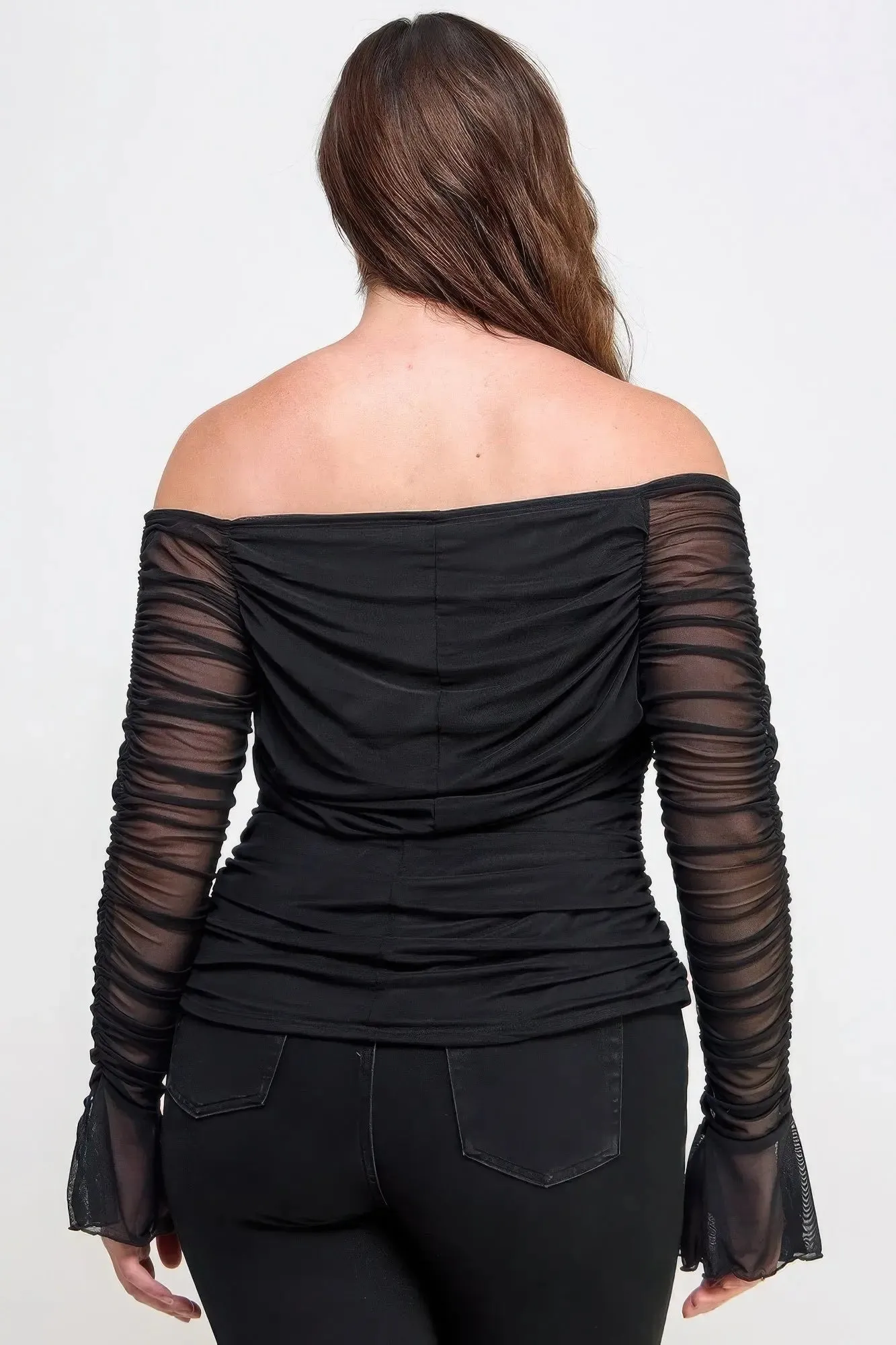 Mesh Ruched Top