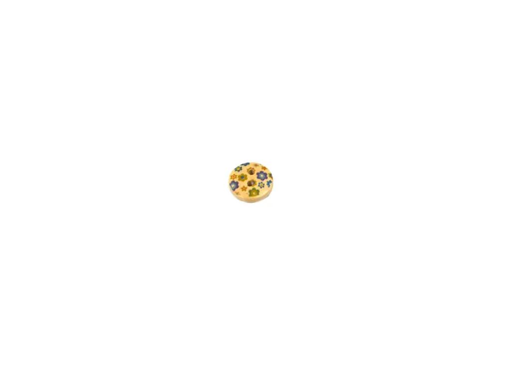 Multicolour Blue Floral Printed 2 Hole Wooden Buttons
