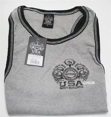 NPC Interlock Ribbed Tank Top Bodybuilding Wear Gym Clothing