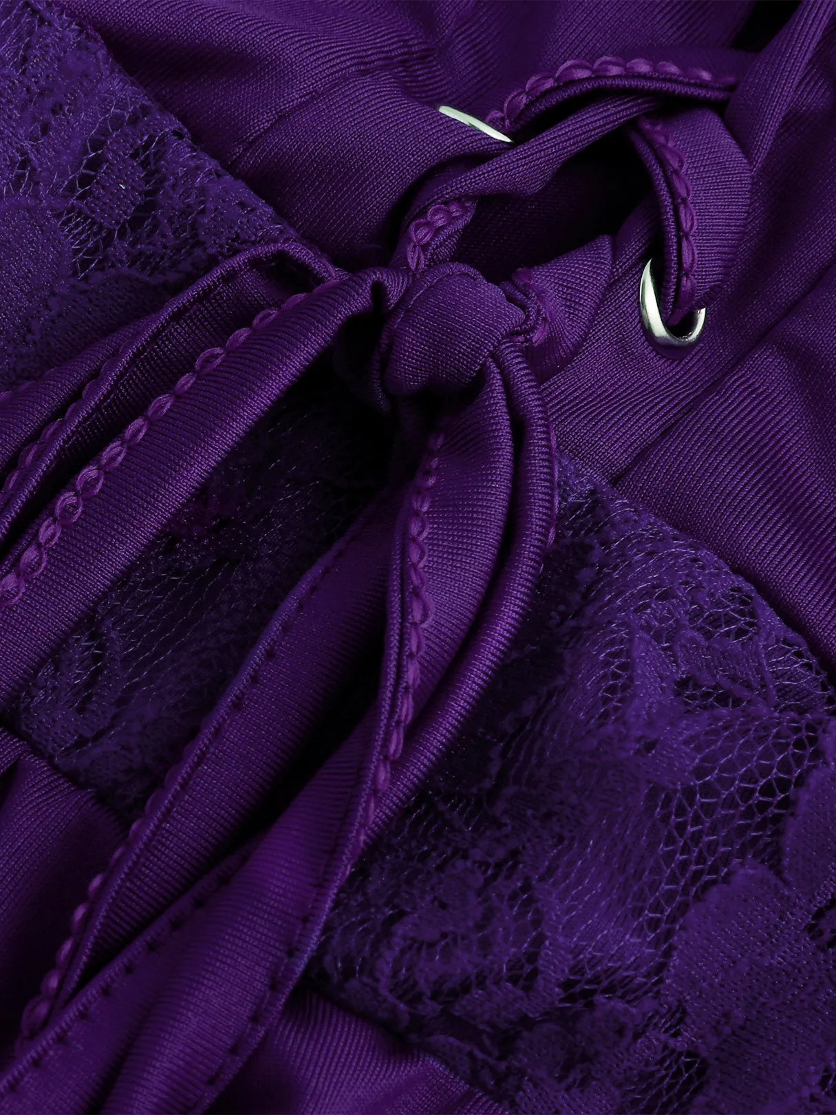 OEM ODM Cold Shoulder Plain Hollow Lace-Up Pleated Long Sleeve Purple Plus Size Tops