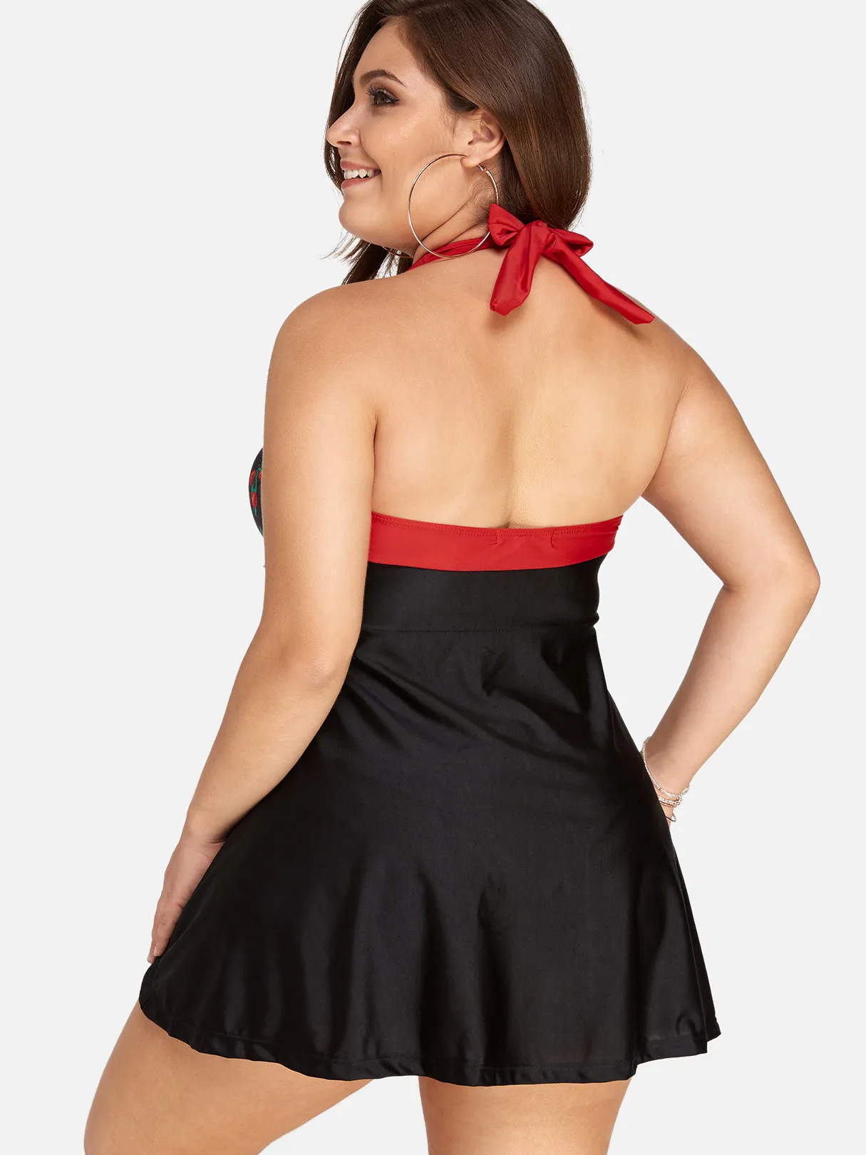 OEM ODM Halter Sleeveless Black Plus Size Swimwear