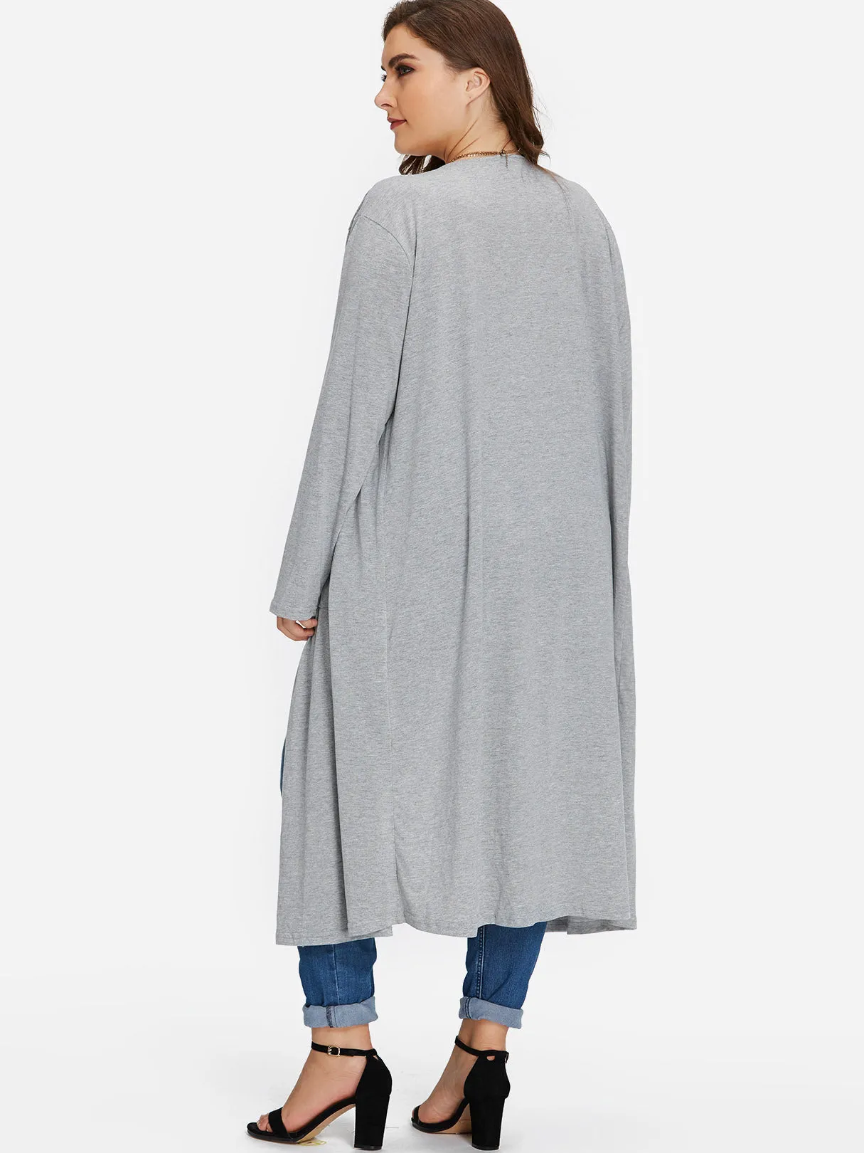 OEM ODM Plain Long Sleeve Grey Plus Size Coats & Jackets