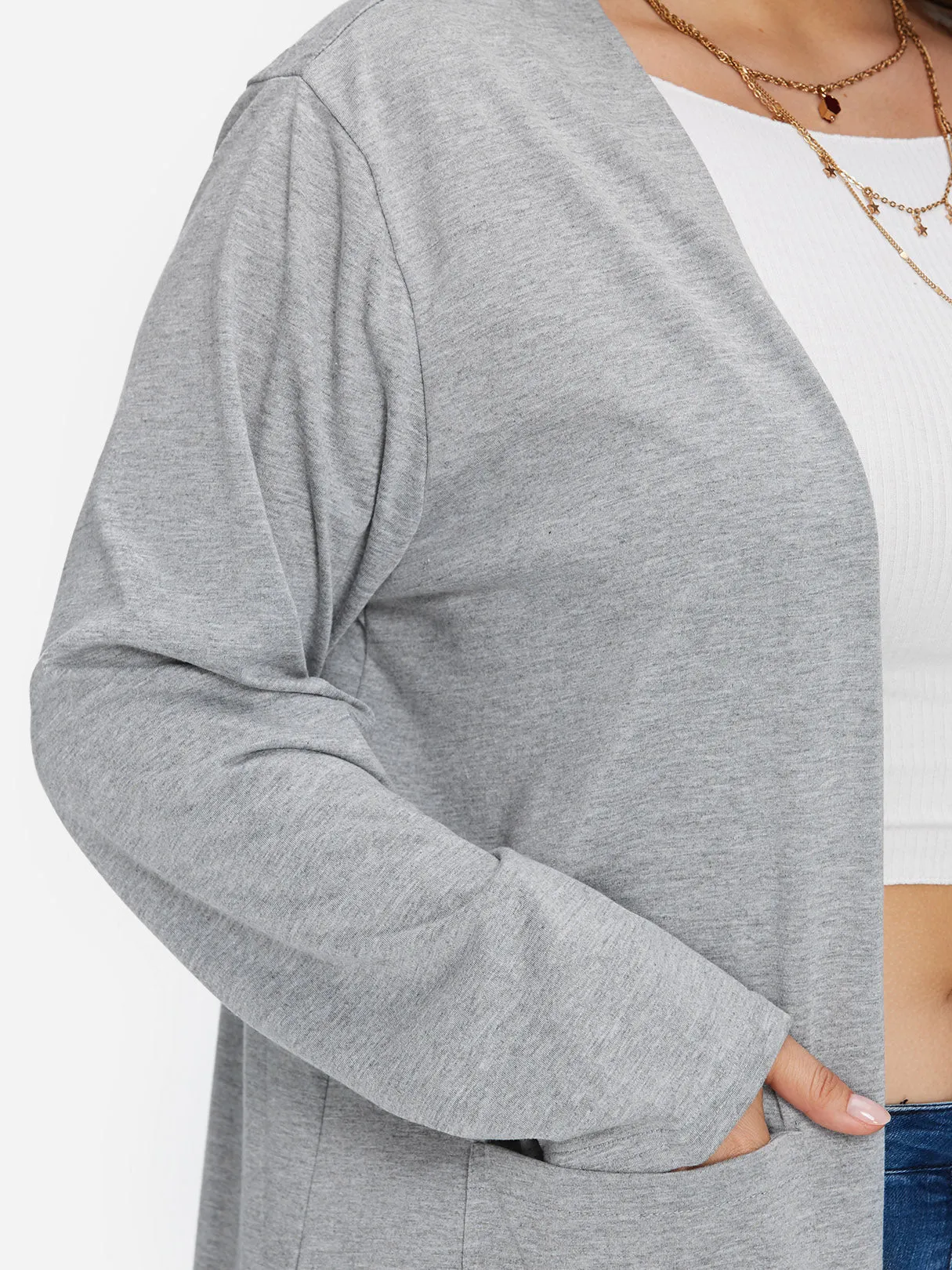 OEM ODM Plain Long Sleeve Grey Plus Size Coats & Jackets